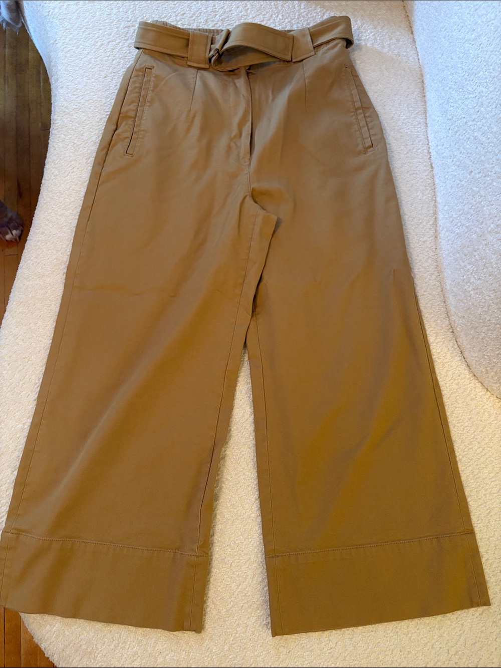 Banana Republic Wide-Leg Trousers in Camel Tan with Self Tie Belt